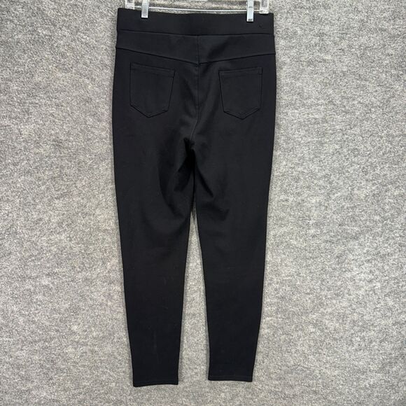 Kay Unger Pants Women L Large Black Chino High Rise Flat Front Pull On Skinny - Picture 2 of 8